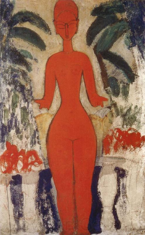 Amedeo Modigliani Standing nud with Garden Background Germany oil painting art